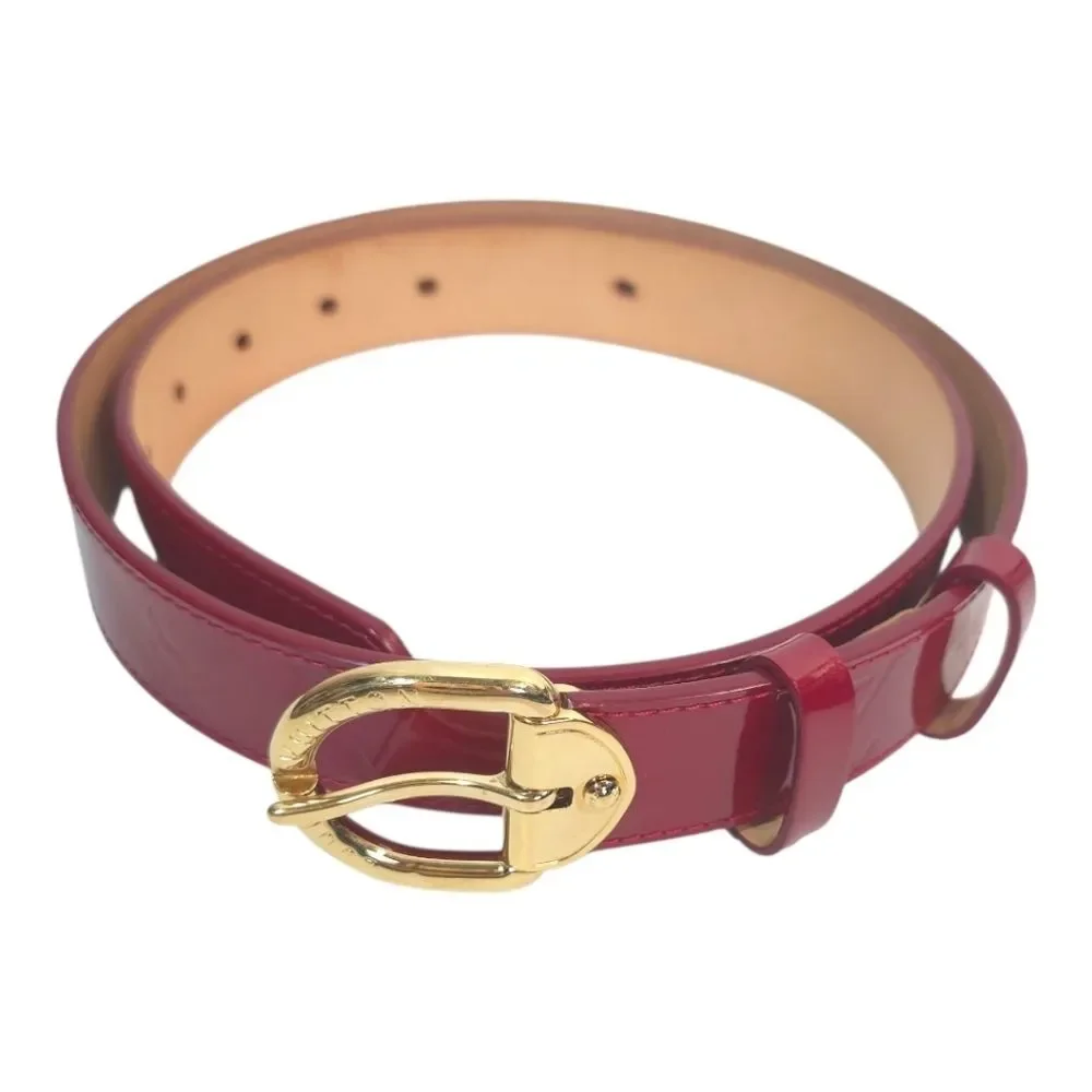 Louis Vuitton Red Vernis Leather Belt Gold Buckle Size 90/36 Made in France